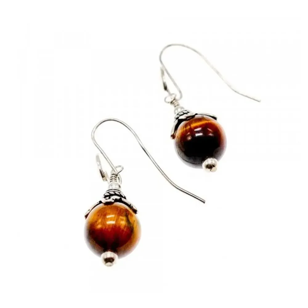 Vintage 925 Sterling Silver Agate Earrings
